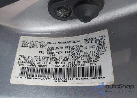 2002 Toyota Sequoia Sr5 V8 from USA, damaged, VIN 5TDZT34A32S067906